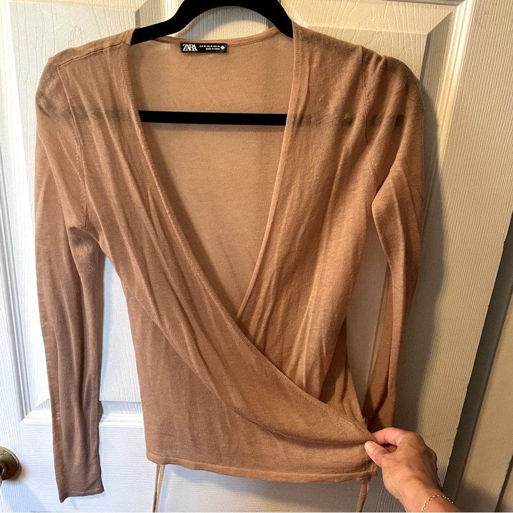 Zara Tied Wool Cardigan in Camel NWOT